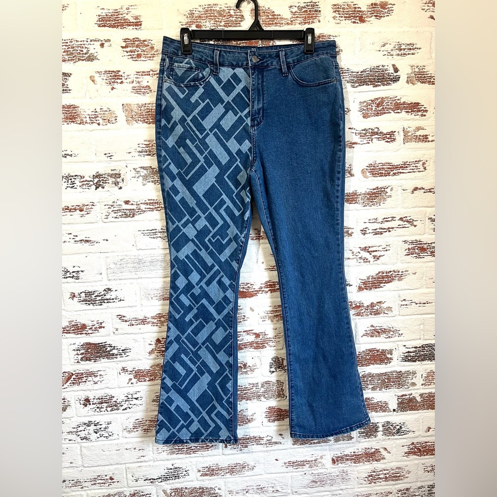 NY&C Jeans Bootcut Artisan Geo Print Medium Dark Wash Sz 16